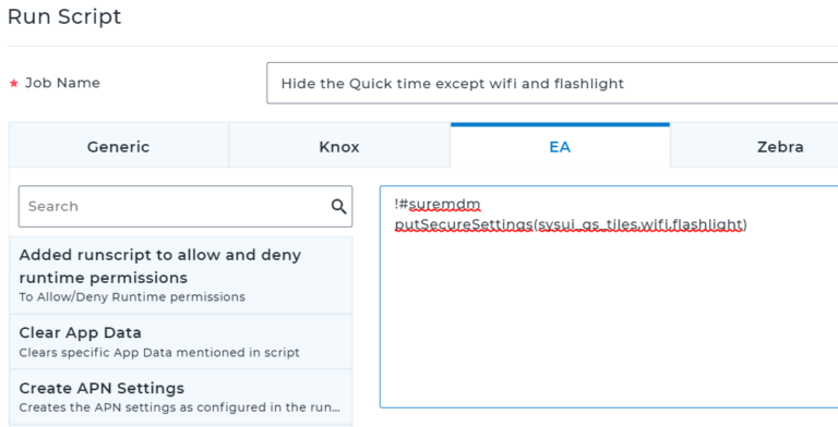 How to hide the Quick tiles for EA-supported devices outside SureLock ...